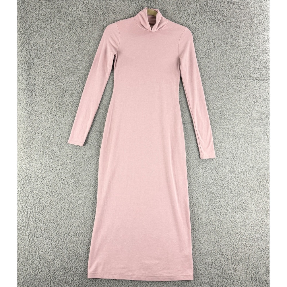 FP Beach Free People Maxi Dress Womens XS Pink Ribbed Turtleneck OB2048811